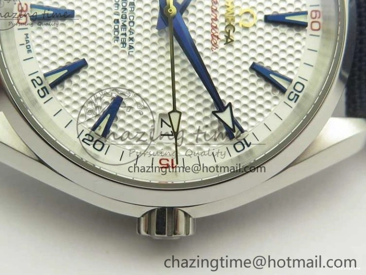 0216 EasyCare Aqua Terra Master Ryder Cup Edition VSF 1:1 Best Edition White Textured Dial on Blue Nylon Strap A8500 Super Clone 8016